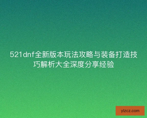 521dnf全新版本玩法攻略与装备打造技巧解析大全深度分享经验
